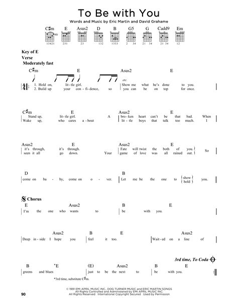To Be With You Sheet Music Mr Big Guitar Lead Sheet