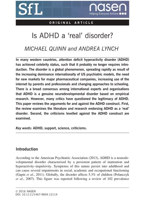 Pdf Is Adhd A Real Disorder