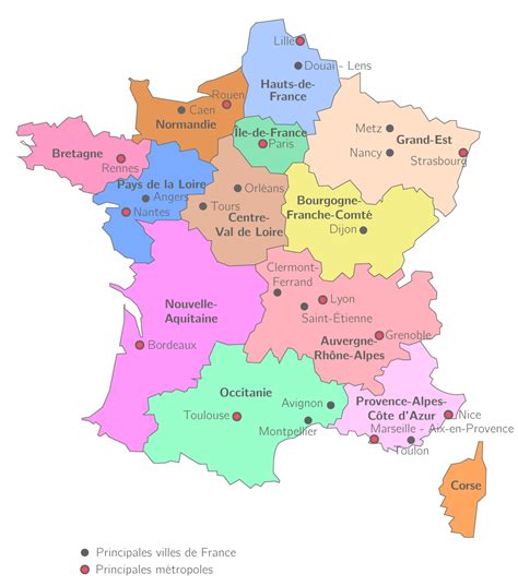 Les régions sont désormais au nombre de 18 : Les villes françaises - 3e - Carte Géographie - Kartable