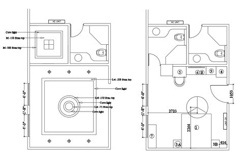 House Sanitary Plan And Installation Details With Ceiling Details Dwg