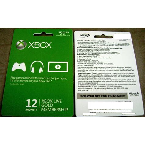 Xbox Live 12 Month Gold Membership Xbox T Card T