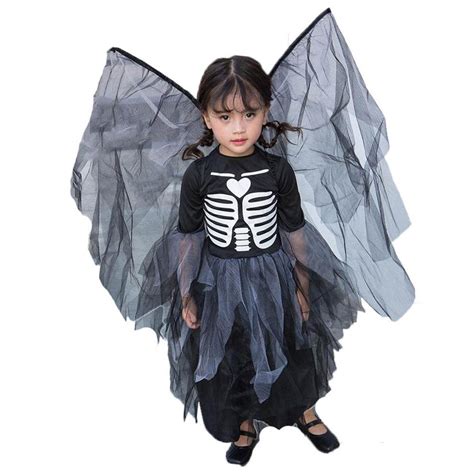Kid Girls Halloween Black Horror Dark Angel Costume Dress