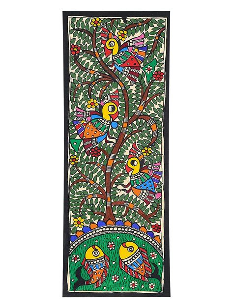 Buy Tree Of Life With Bird Painting 15in X 53in Online At Jaypore