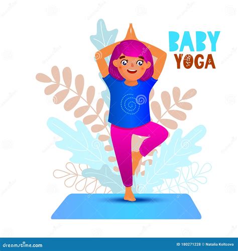 Yoga Girl Cartoon In Flat Style Stock Vector Illustration Of Energy Happy 180271228