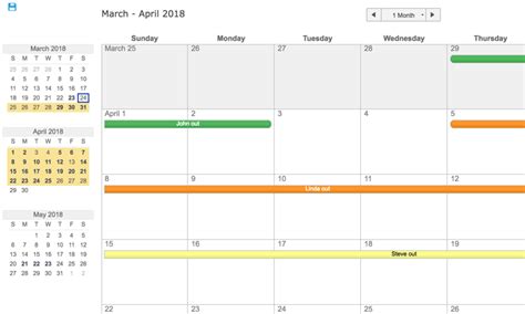 Project Team Vacation Calendar Template Smartsheet