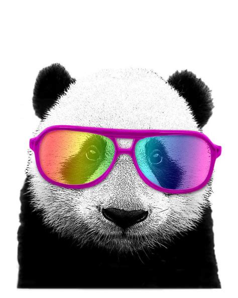 Panda Bear With Rainbow Glasses Poster Canvas Wall Art Print John
