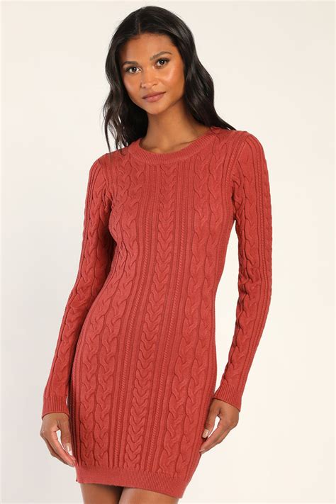 Rust Red Sweater Dress Mini Sweater Dress Bodycon Mini Dress Lulus