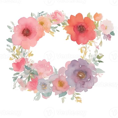 Pink Flower Watercolor Flower Wreath 28656044 Png
