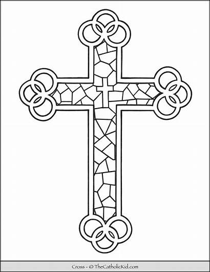 Stained Coloring Cross Glass Church Pages Pattern