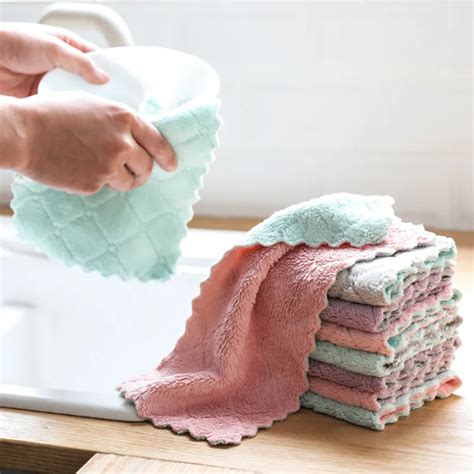 Household Kitchen Towels Absorbent Thicker Double Layer Microfiber Wipe