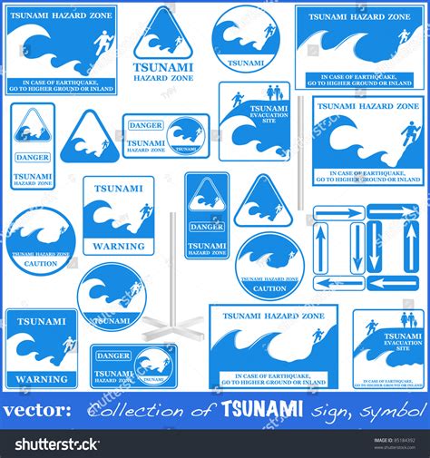 The actual height prediction varied, the greatest being for miyagi at 6 metres (20 ft) high. Tsunami Warning Sign Set Isolated On Stock Vector 85184392 ...
