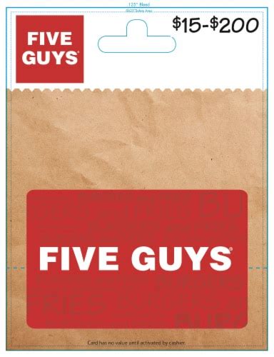 Five Guys 15 200 Gift Card Activate And Add Value After Pickup 0