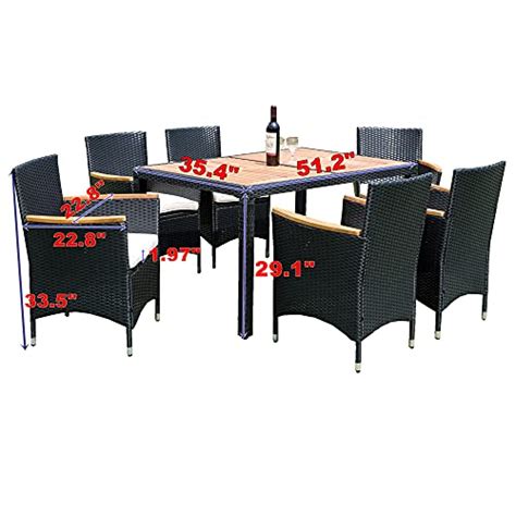 Modern 7 Piece Outdoor Patio Dining Set With Pe Rattan Wicker Dining