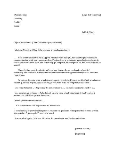 Modele De Lettre De Motivation Pour Un Emploi