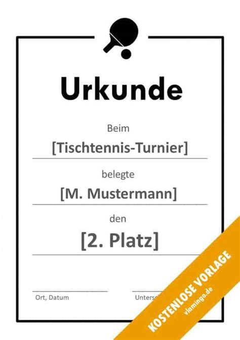 Urkundenvorlagen für kinder und erwachsene (bild: 12 kostenlose Urkunden-Vorlagen für Tischtennis-Turniere - vlamingo.de