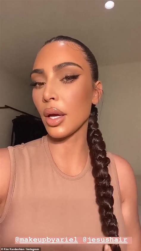 Kim Kardashian Shows Fans Her Trick For Making Her Lips Look Even