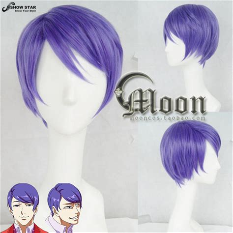 tokyo ghoul gassan xi tsukiyama shuu anmie cosplay wig short blue purple synthetic hair wigs