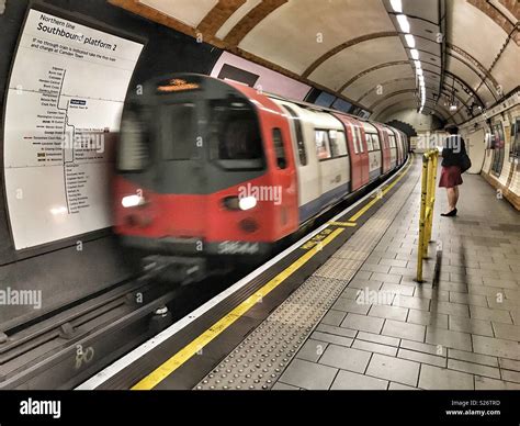 London Underground Northern Line Tube Train Arriving At Tufnell Park