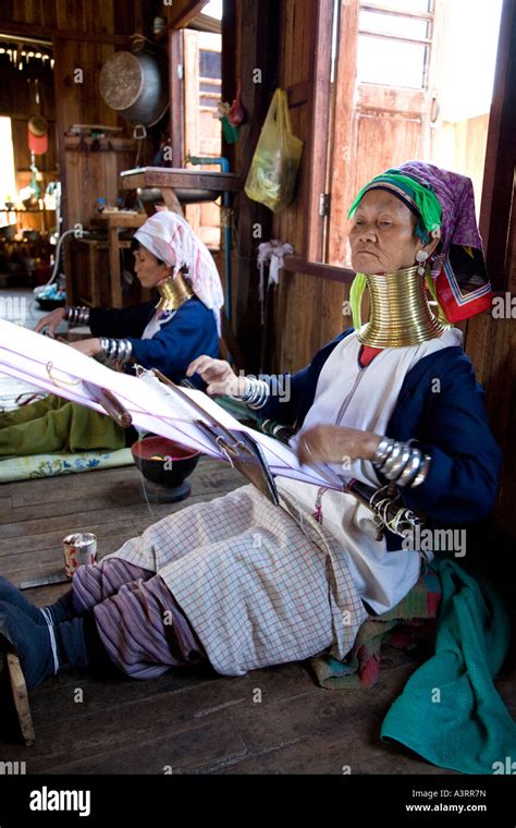 Portrait Of Padaung Women Karen Tribe Inle Lake Myanmar Stock Photo
