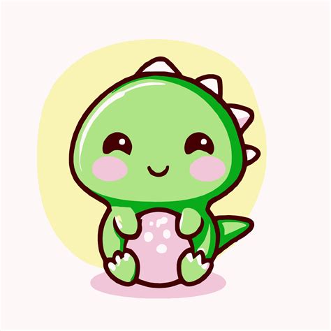 Cute Chibi Dinosaur Illustration Dinosaur Kawaii Vector Drawing Style