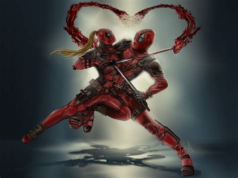 Wallpaper Deadpool Vs Lady Deadpool Superhero Couple Fight Art