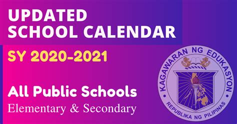 Updated School Calendar Sy 2020 2021 All Public Schools Deped Click