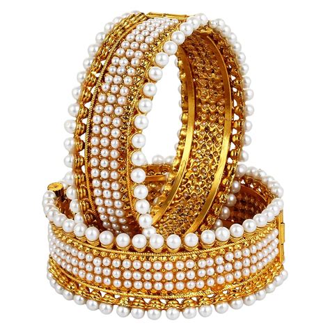 Buy Youbella Traditional Jewellery Gold Plated Pearl Bracelets Bangles
