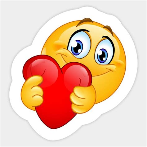 Emoji Hugging Red Heart Sticker Emoji Red Heart Stickers Hug