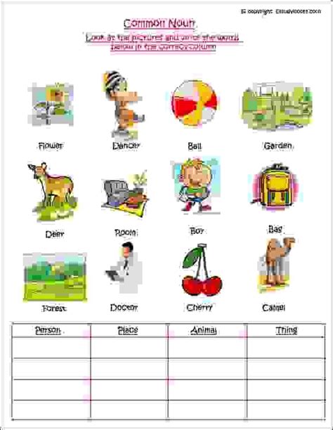 English Worksheet For Grade 1 Kids To Practice Common Noun Nouns