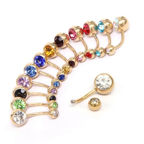 Fashion Czech Crystal Belly Button Rings Piercing Body Jewelry Gold