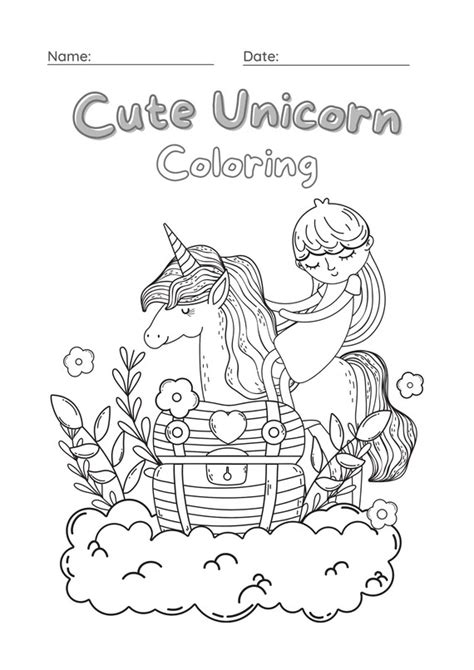 Unicorn Colouring Book Etsy