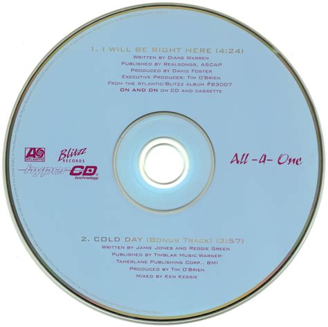 Promo Import Retail Cd Singles And Albums All 4 One I Will Be Right