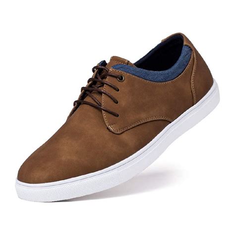 Mens Sneaker Flat Casual Shoes Brown In 2021 Casual Flat Shoes