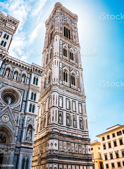 Vertical Photo With Famous Tower Campanile Di Giotto Tower Has Colorful