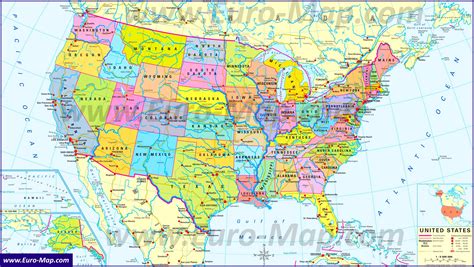 Политическая карта северной америки со странами и столицами на русском