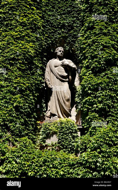 Overgrown Statue Of The Facade State Library Berlin Germany Europe