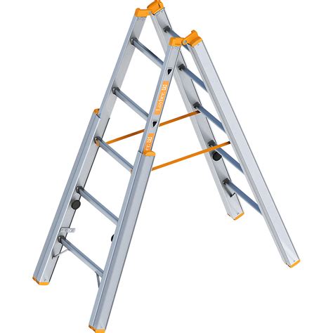 Double Sided Step Ladder Layher With Levelling Mechanism Accessible