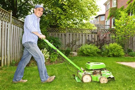 Man Mowing Lawn Stock Image Image Of Home Chores Outdoors 32197071