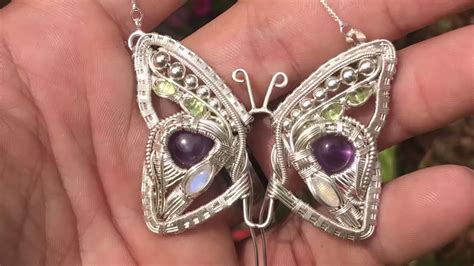 Butterfly Wire Wrapped Gemy Pendant Youtube