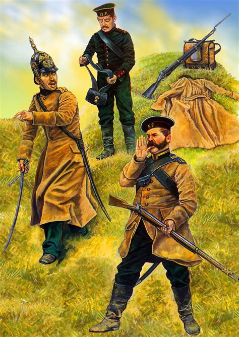 Russian Officers Of Kazanski Jagers And Tarutinski Jager Crimean War