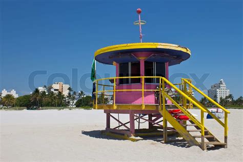 South Beach Lifeguard Hut In Miami Florida Stock Image Colourbox