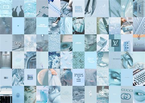 A5 Light Blue Aesthetic Photo Collage Baby Blue Wall Etsy