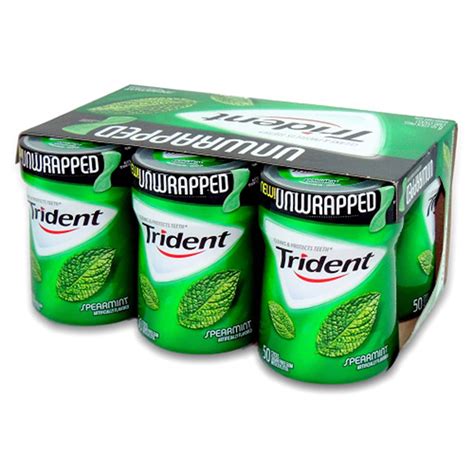 Trident Unwrapped Sugar Free Gum Spearmint 50 Piece 6 Pack