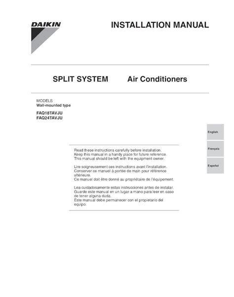 PDF SPLIT SYSTEM Air Conditioners Daikinac Com For The Tightness
