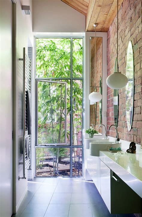 You'll take a geometric pattern to the next level with the help of its added definition. indoor-outdoor-bathroom-ideas-with-exposed-brick-walls ...