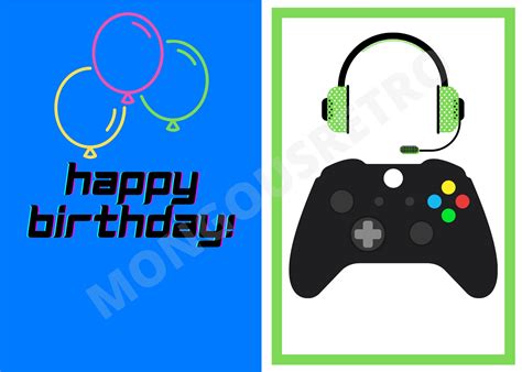 Xbox Themed Gamer Birthday Card Digital Download Happy Etsy