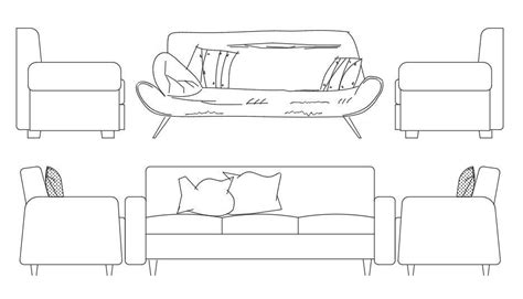 Amazing Two Various Types Of Sofa Set Blocks Are Given In This Drawing