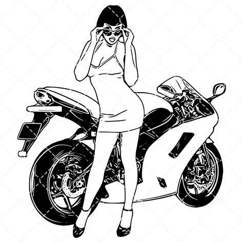 Sexy Motorcycle Girl Clipart Biker Girl Svg Motorcycle Girl Etsy