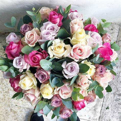 Mixed Bouquet Of Roses And Eucalyptus Fillers Mixed Bouquets Eagle