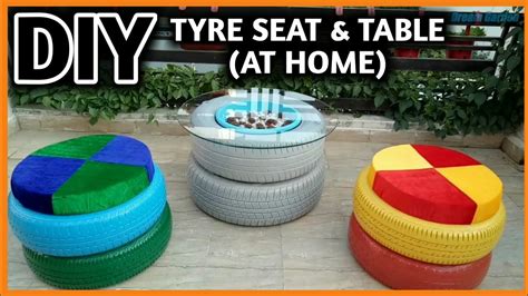 Diy Making Of Tyre Seat And Table At Home How To Make Tyre Furniture